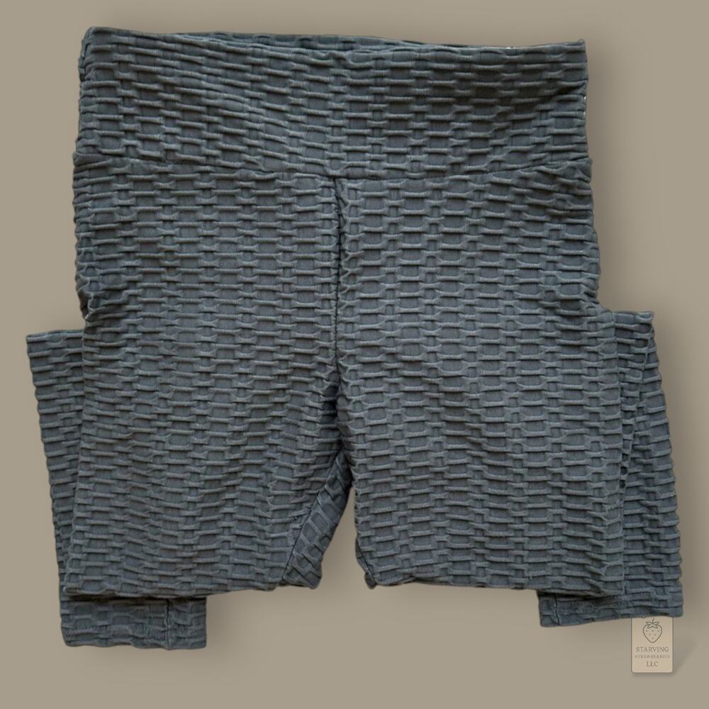 Gray Honeycomb Textured Scrunch Butt Leggings Women’s M High Waist Yoga